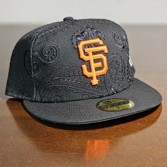 New Era 59Fifty San Francisco Giants Swirl Fitted Hat Black Orange Bandana 7 3/8 - Picture 6 of 14